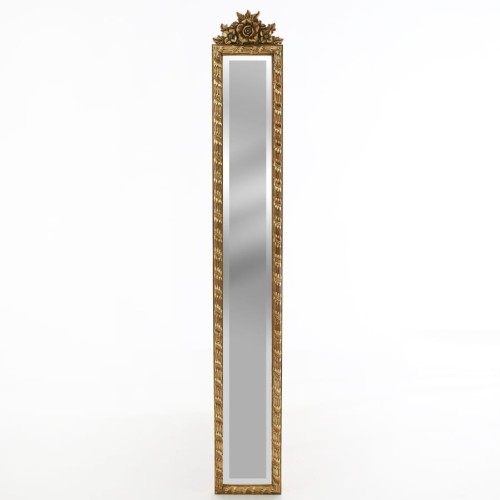 Lustro w złotej ramie z pięknym zdobieniem szczytowym 63743