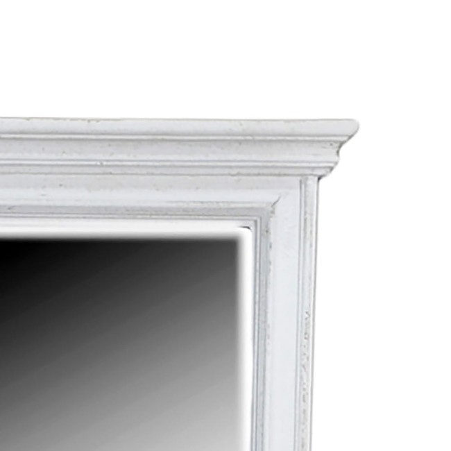 Prostokątne fazowane lustro we frezowanej białej ramie 444501