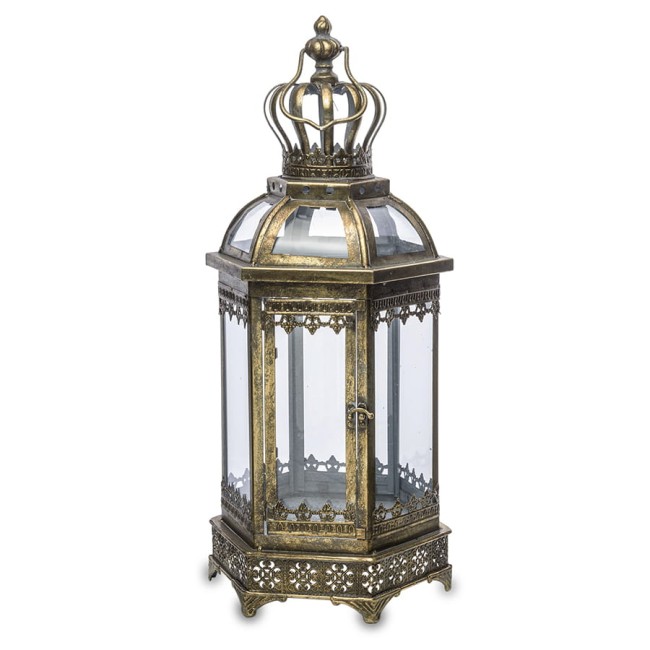Pięknie zdobiony, metalowy lampion 122965