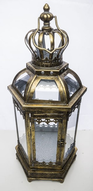 Pięknie zdobiony, metalowy lampion 122965