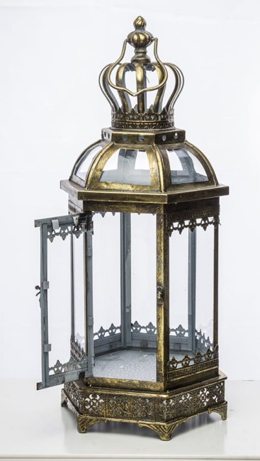 Pięknie zdobiony, metalowy lampion 122965