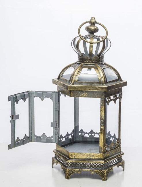 Pięknie zdobiony, metalowy lampion 122966