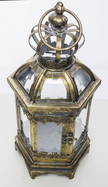 Pięknie zdobiony, metalowy lampion 122966