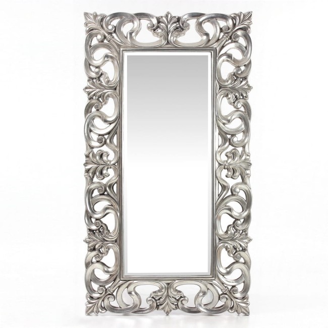 Dekoracyjne lustro ze srebrną ramą 78673