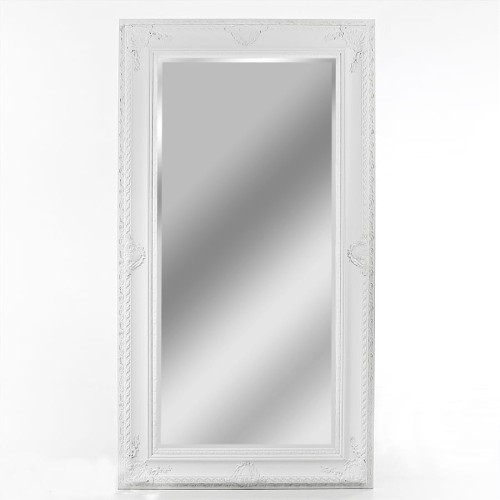 Potężne lustro w zdobionej ramie koloru białego 108026