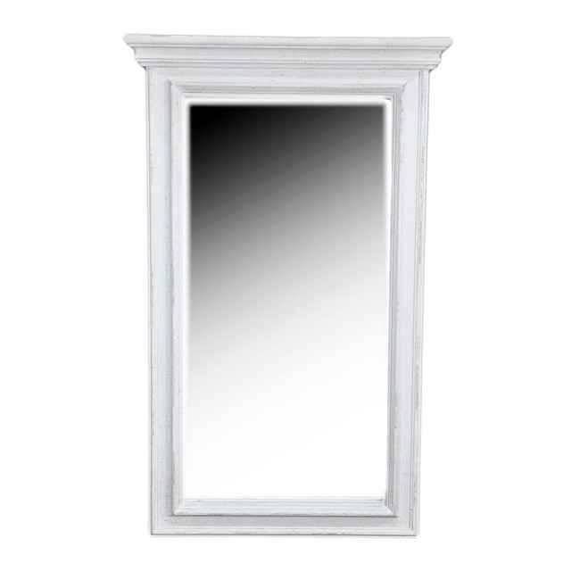 Prostokątne fazowane lustro we frezowanej białej ramie 444501