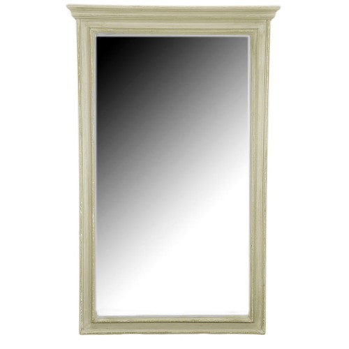 Ścienne lustro z fazowaną taflą w beżowej ramie 444505