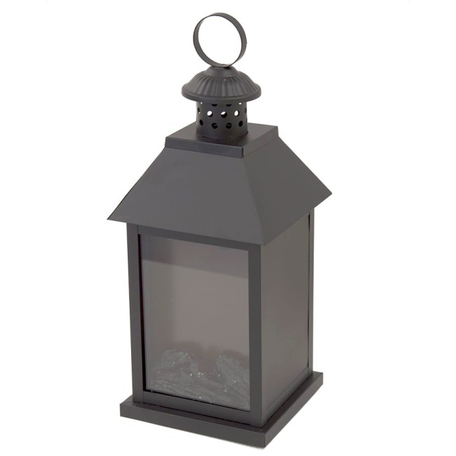 Metalowy, czarny lampion na baterię - wysokość 40,5 cm 112249